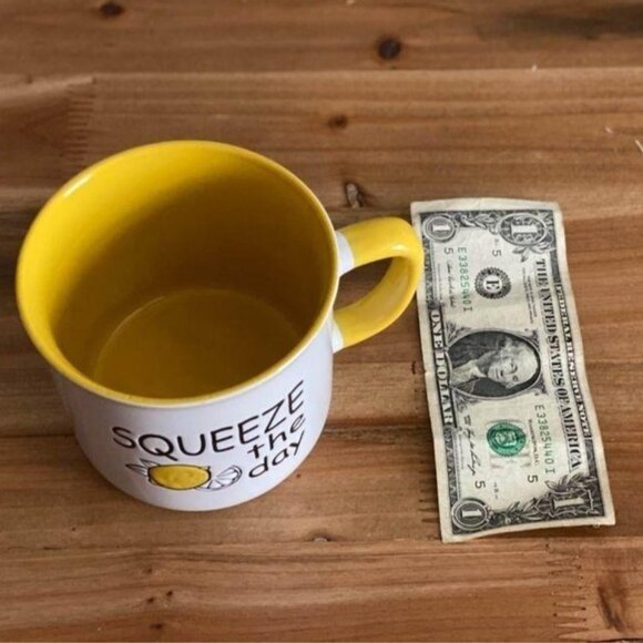 SQUEEZE THE DAY large mug Lemon mug Lemon decoration yellow coffee mug summer - Picture 2 of 4